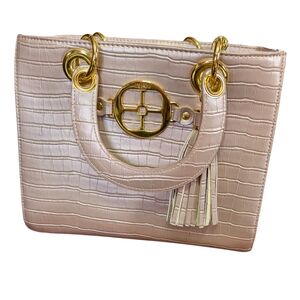 Elegant Cream Handbag with Gold Accents